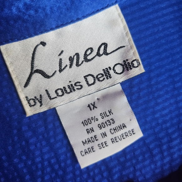 Vintage 100% Silk Royal Blue Linea By Louis Dell'Olia Long Sleeve Blouse - Picture 7 of 10